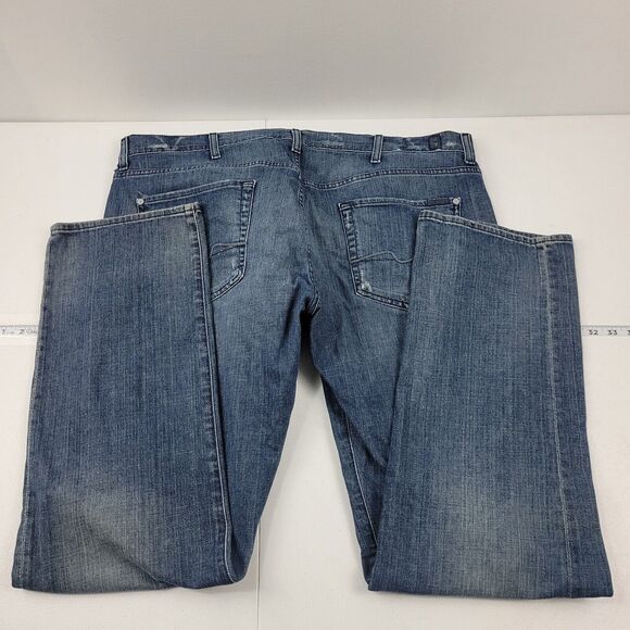 7 for all mankind carsen straight leg jeans 40x35 mens denim blue 3794 - Picture 3 of 12